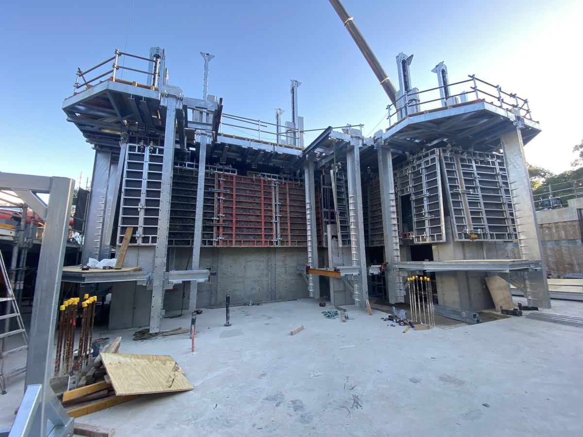 Twin-core formwork assembly on a Perth CBD site