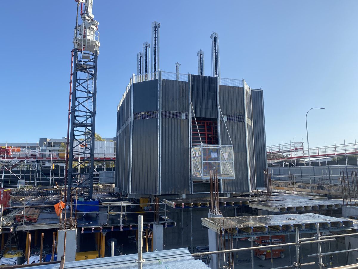 Custom formwork core structure on a Perth construction site