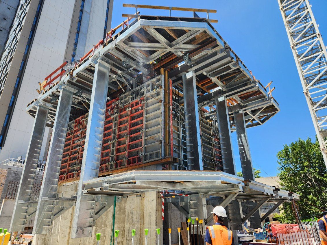Table formwork deck on a CBD tower